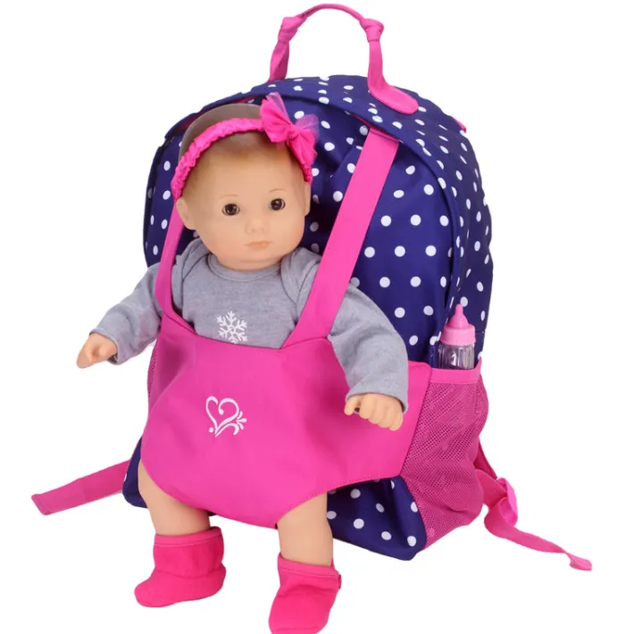 Kids Teamson Sophia's White Polka Dot Backpack Carrier for 15'' and 18'' Dolls, Navy/Hot Pink