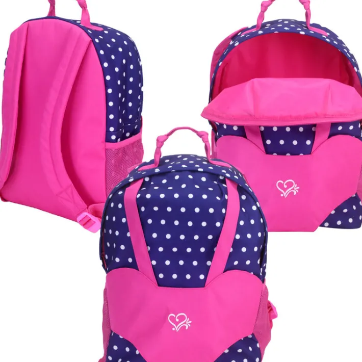 Kids Teamson Sophia's White Polka Dot Backpack Carrier for 15'' and 18'' Dolls, Navy/Hot Pink
