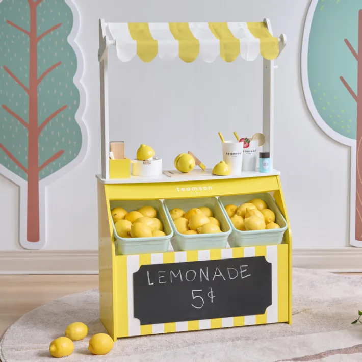 Kids Teamson Sunny Citrus Lemonade Stand Playset with Interactive Accessories