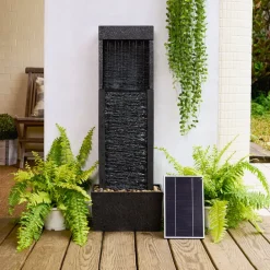 Teamson Home 37.99" Athena Outdoor Solar Powered Water Fountain, Black