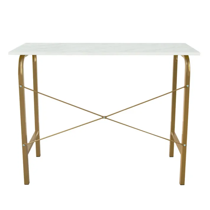 Teamson Home 40" Home Office Computer Desk with Metal Base, Faux Marble/Brass- FINAL SALE