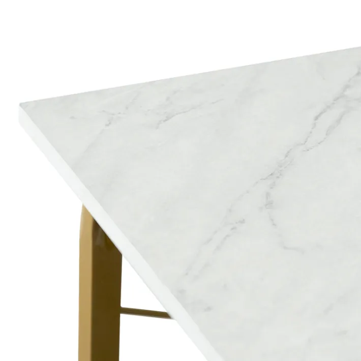 Teamson Home 40" Home Office Computer Desk with Metal Base, Faux Marble/Brass- FINAL SALE