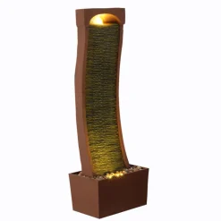 Teamson Home 38.5" Indoor/Outdoor Modern Curved Waterfall Fountain, Red Rock