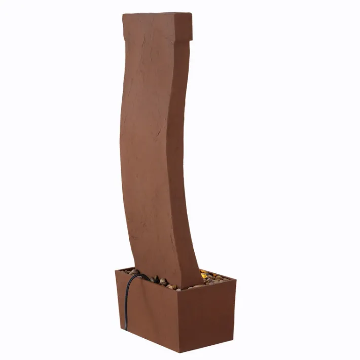 Teamson Home 38.5" Indoor/Outdoor Modern Curved Waterfall Fountain, Red Rock