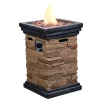 Teamson Home 19.69" Outdoor Faux Slate Rock Propane Gas Fire Pit Plinth with Accessories, Brown- FINAL SALE