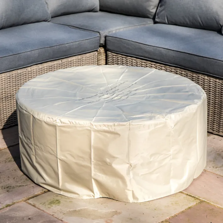 Teamson Home 36.02" Outdoor Faux Concrete Round Propane Gas Fire Pit with Accessories, Gray