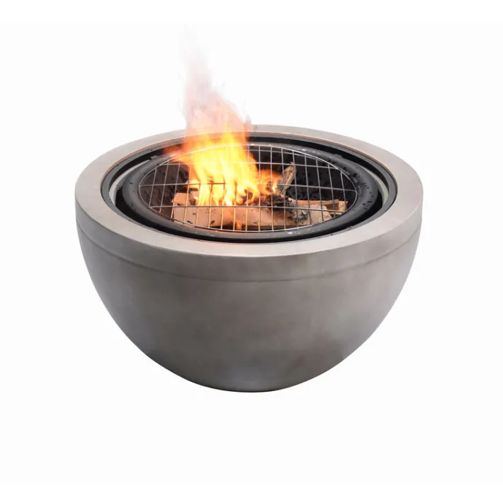 Teamson Home 30" Outdoor Faux Concrete Round Wood Burning Fire Pit with Accessories, Gray- FINAL SALE