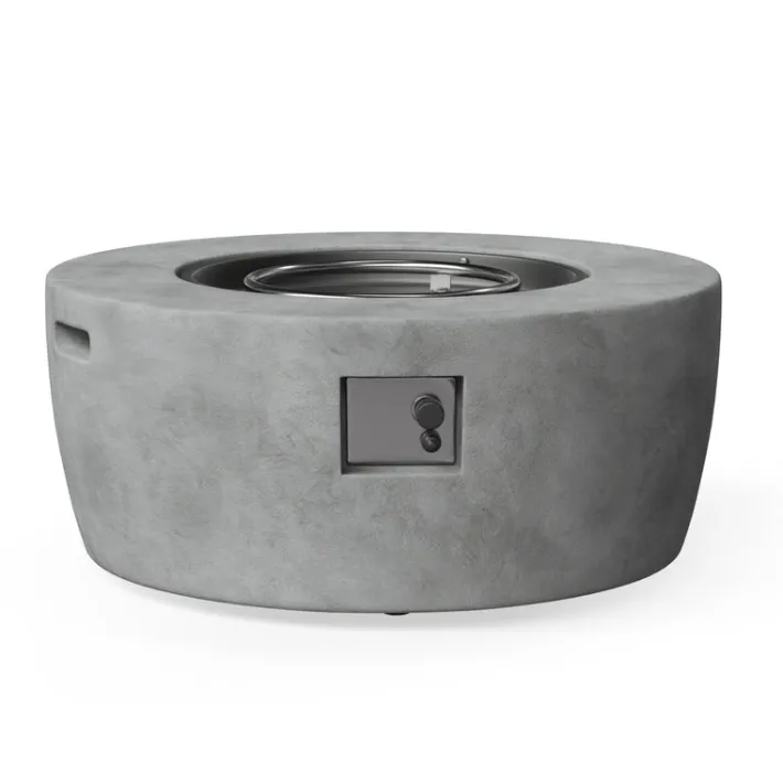 Teamson Home 36.02" Outdoor Faux Concrete Round Propane Gas Fire Pit with Accessories, Gray