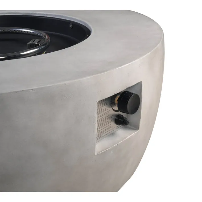 Teamson Home 36.02" Outdoor Faux Concrete Round Propane Gas Fire Pit with Accessories, Gray