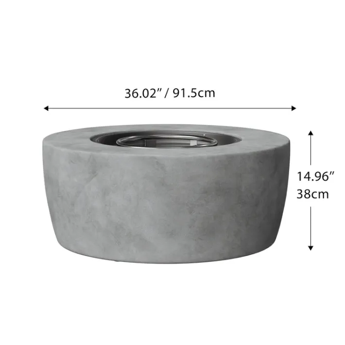 Teamson Home 36.02" Outdoor Faux Concrete Round Propane Gas Fire Pit with Accessories, Gray