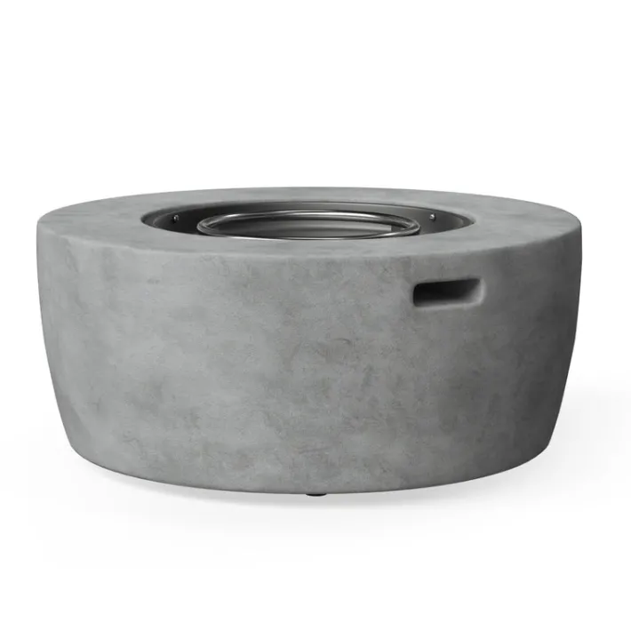 Teamson Home 36.02" Outdoor Faux Concrete Round Propane Gas Fire Pit with Accessories, Gray