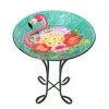 Teamson Home 17.8" Outdoor Handpainted Flamingo Glass Birdbath, Multi -FINAL SALE