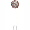 Teamson Home 70.87" Outdoor Kinetic Windmill Sculpture with LED Light, Copper