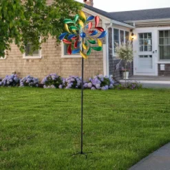 Teamson Home 70.87" Outdoor Kinetic Windmill Sculpture, Multi -FINAL SALE