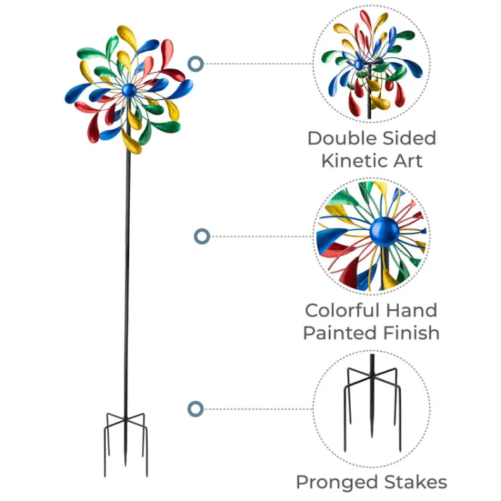 Teamson Home 70.87" Outdoor Kinetic Windmill Sculpture, Multi -FINAL SALE
