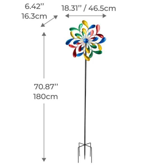 Teamson Home 70.87" Outdoor Kinetic Windmill Sculpture, Multi -FINAL SALE