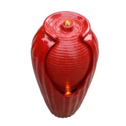 Teamson Home 32.01" Outdoor LED Modern Vase Water Fountain with LED, Red