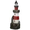 Teamson Home 38.98" Outdoor Lighthouse Solar Water Fountain, Red & White