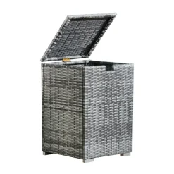Teamson Home 23.5" Outdoor PE Rattan Cover Table for 20 lb. Propane Gas Tanks, Gray