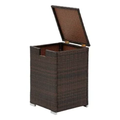 Teamson Home 23.5" Outdoor PE Rattan Cover Table for 20 lb. Propane Gas Tanks, Brown