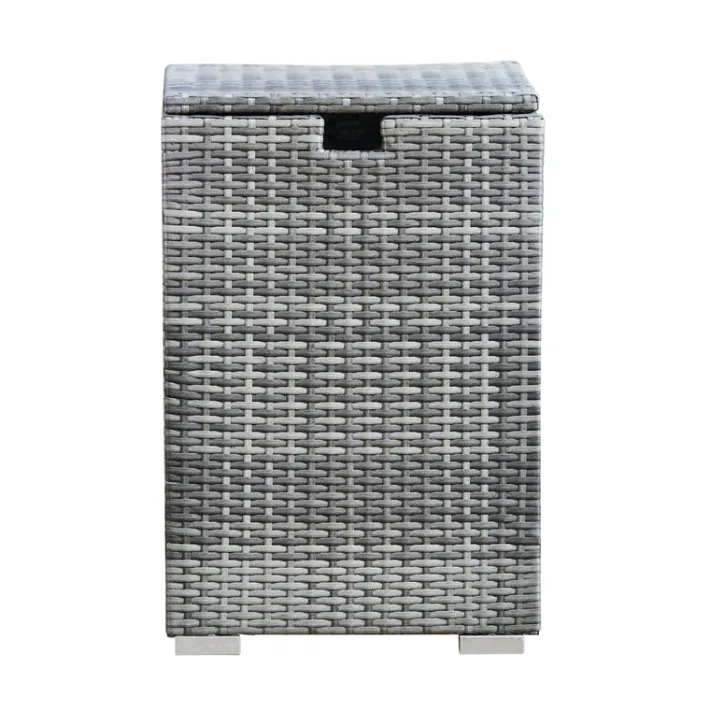 Teamson Home 23.5" Outdoor PE Rattan Cover Table for 20 lb. Propane Gas Tanks, Gray