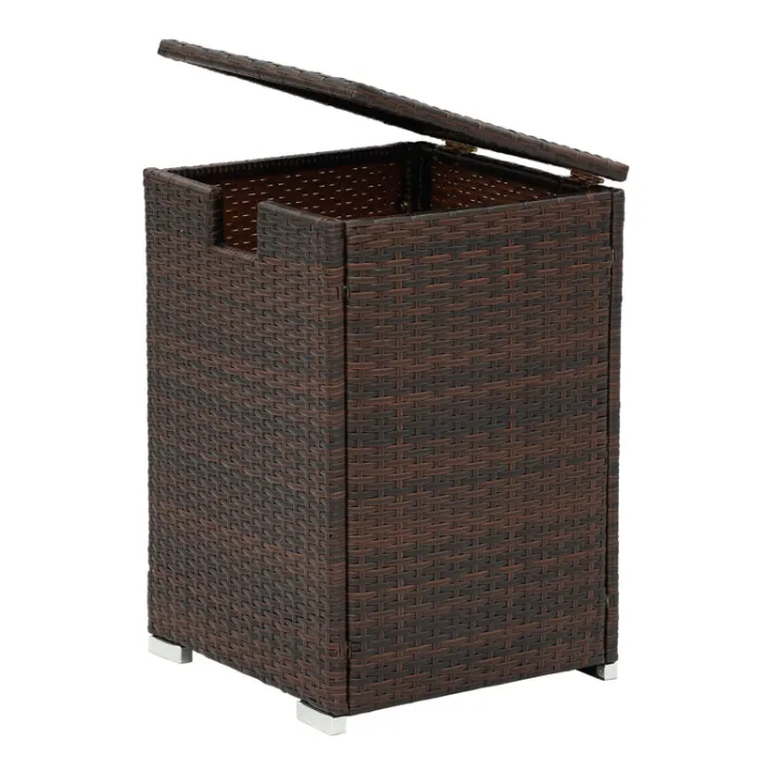 Teamson Home 23.5" Outdoor PE Rattan Cover Table for 20 lb. Propane Gas Tanks, Brown
