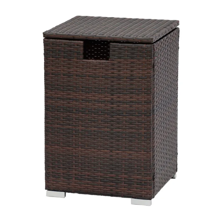 Teamson Home 23.5" Outdoor PE Rattan Cover Table for 20 lb. Propane Gas Tanks, Brown