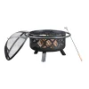 Teamson Home 30" Outdoor Round Wood Burning Fire Pit with Accessories, Black
