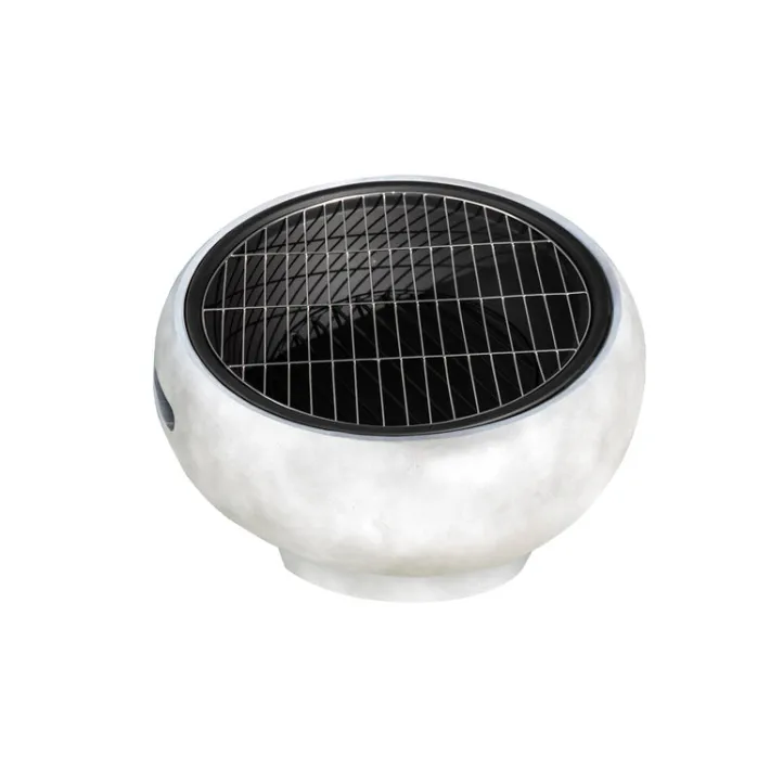 Teamson Home 20.87" Outdoor Round Faux Concrete Wood Burning Fire Pit with Accessories, Gray -FINAL SALE