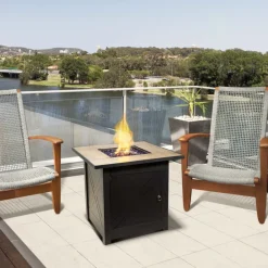 Teamson Home 29.92' Outdoor Steel-Based Propane Gas Fire Pit with Accessories, Brown- FINAL SALE