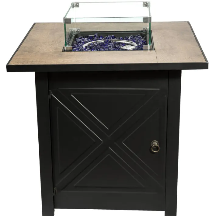 Teamson Home 29.92' Outdoor Steel-Based Propane Gas Fire Pit with Accessories, Brown- FINAL SALE