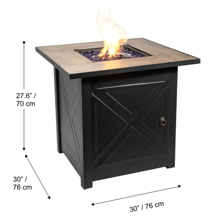 Teamson Home 29.92' Outdoor Steel-Based Propane Gas Fire Pit with Accessories, Brown- FINAL SALE