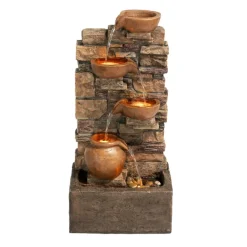 Teamson Home 28.5" Outdoor 4-Tier Cascading Water Fountain with LED Lights