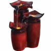 Teamson Home 20" Outdoor 3-Tier Water Fountain with LED Lights, Red