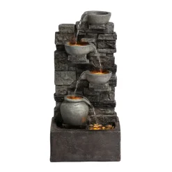 Teamson Home 28.5" Outdoor 4-Tier Cascading Water Fountain with LED Lights