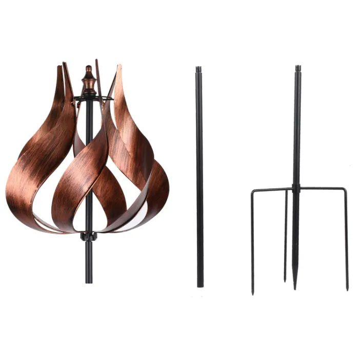 Teamson Home 70.12" Outdoor Tulip Kinetic Windmill Sculpture, Tangerine