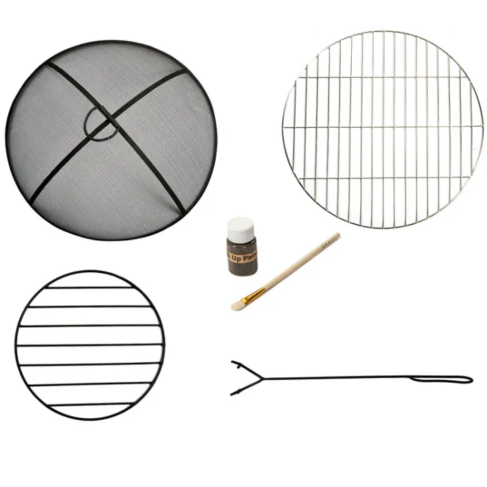 Teamson Home 23.62" Outdoor Wood Burning Fire Pit with Grill Grate and Faux Concrete Base, Gray