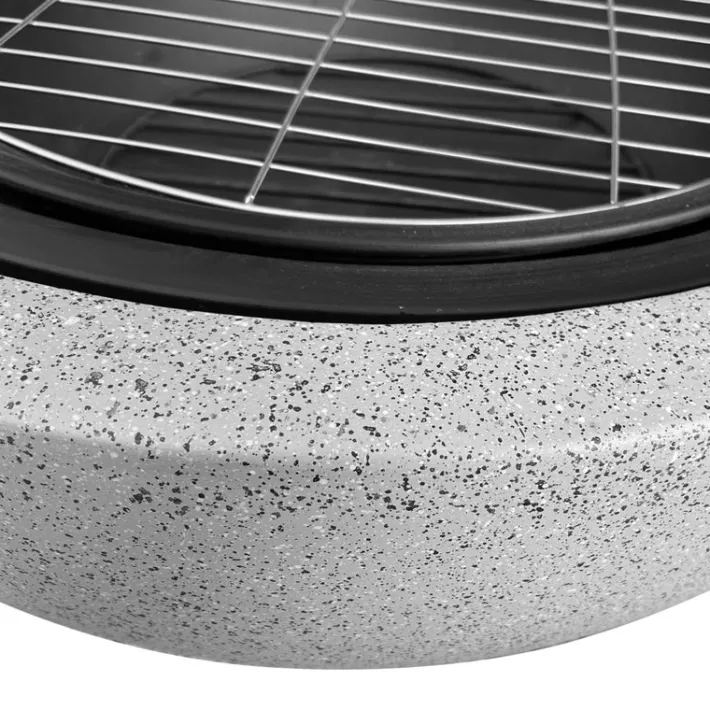 Teamson Home 23.62" Outdoor Wood Burning Fire Pit with Grill Grate and Faux Concrete Base, Gray