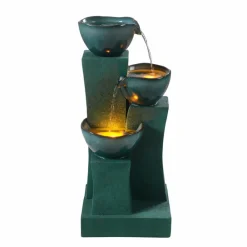 Teamson Home 28.54" 3-Tier Outdoor Water Fountain with LED Lights, Green