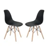 Teamson Home Allan Plastic Side Dining Chair with Legs Set of 2, Black- FINAL SALE