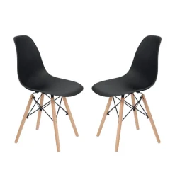 Teamson Home Allan Plastic Side Dining Chair with Legs Set of 2, Black- FINAL SALE