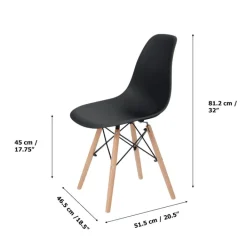 Teamson Home Allan Plastic Side Dining Chair with Legs Set of 2, Black- FINAL SALE