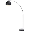 Teamson Home Arquer 66.93" Arc Floor Lamp, Black Marble Base and Black Bell Shade