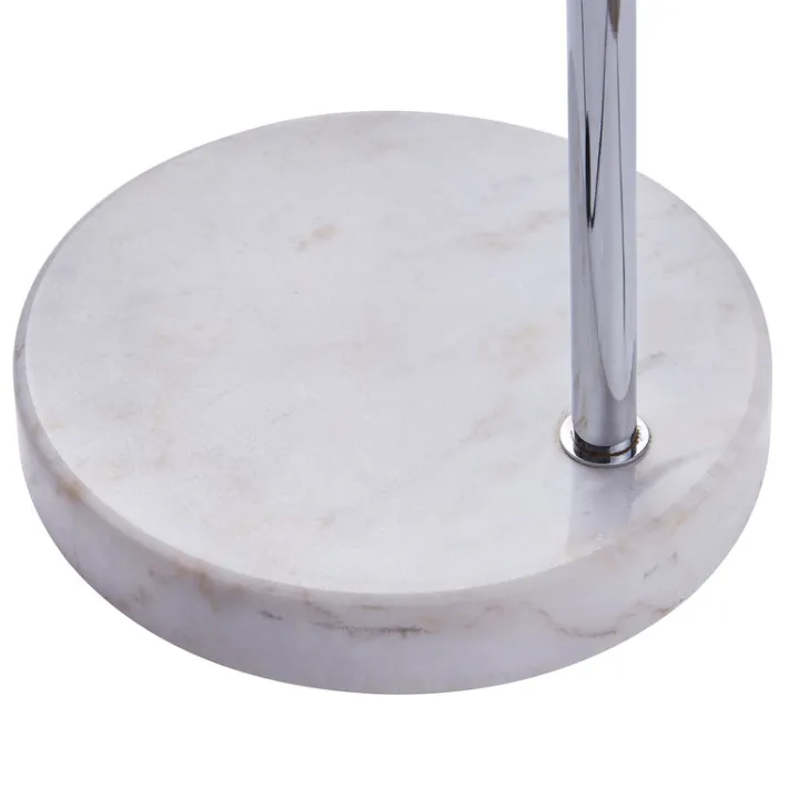 Teamson Home Arquer 68.1" Arc Floor Lamp with White Marble Base and Nickel Bell Shade