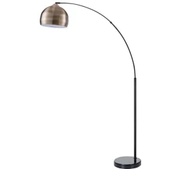 Teamson Home Arquer Arc 68" Metal Floor Lamp with Bell Shade, Antique Brass