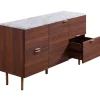 Teamson Home Ashton Sideboard Storage Cabinet with Faux Marble Top, White/Walnut- FINAL SALE