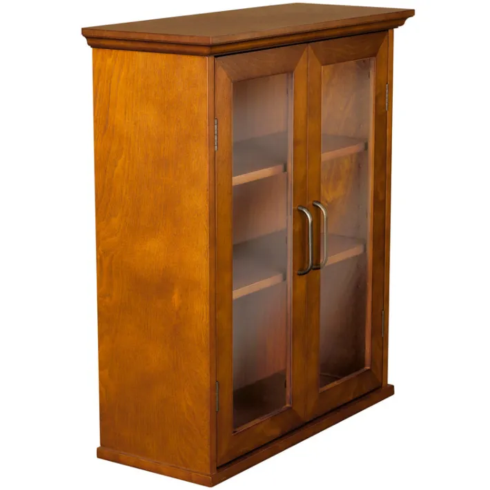 Teamson Home Avery Two-Door Wall Cabinet with Storage, Oiled Oak