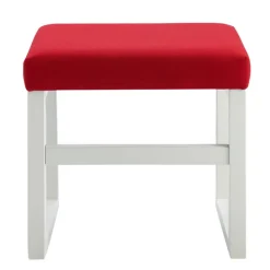 Teamson Home Bellezza Kids Vanity Stool, White/Coral Red -FINAL SALE