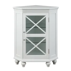 Teamson Home Blue Ridge Freestanding Corner Floor Cabinet, White