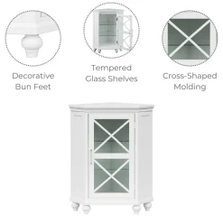 Teamson Home Blue Ridge Freestanding Corner Floor Cabinet, White
